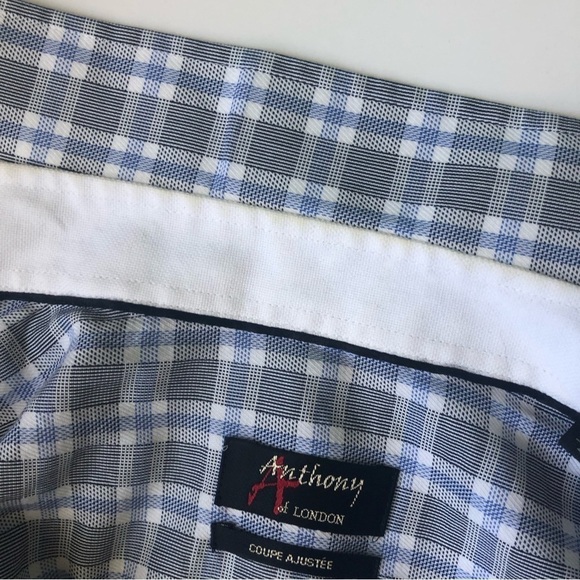 Anthony of London blue plaid button down shirt - Picture 7 of 7